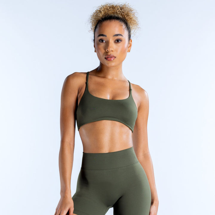 Dynamic Twist Back Bra For Women Seamless Strappy Back Yoga Bra